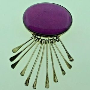 Statement piece sterling silver pin brooch purple